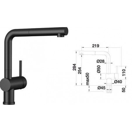 Blanco LINUS-S mat crna slavina 525807