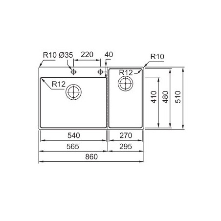Franke BWX 220-54-27 Box Center sudoper desni