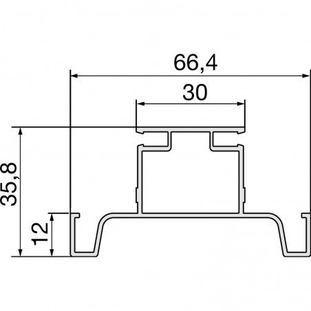 Profilna ručka Gola C-profil - vertikalna, dulj. 4700 mm, vis. 66,4mm, bij. sj.