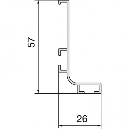 Profilna ručka Gola L-profil - horizontalna, dulj. 4200, vis. 57 mm, alum. el.