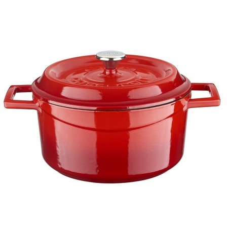 Lava okrugli lonac od gusa s poklopcem, crveni, 24cm