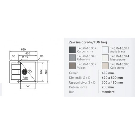 Franke S2D 611-62 sudoper TECTONITE