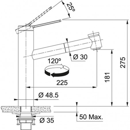 Franke Tango Neo-D Plus kuhinjska slavina, inox