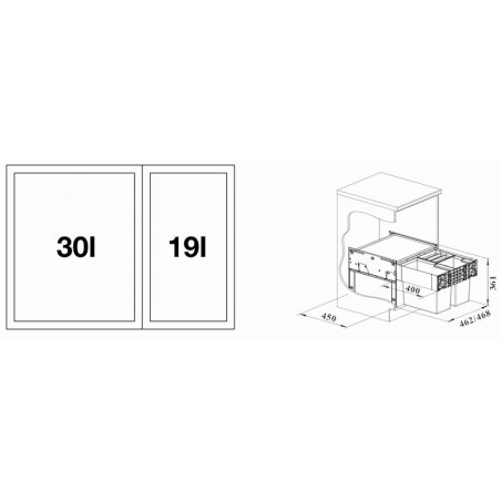 BLANCO SELECT II 60/2  sustav za odvajanje otpada 526203