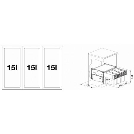 BLANCO SELECT II 60/3  sustav za odvajanje otpada 526204