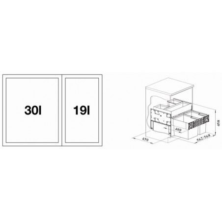 BLANCO SELECT II 60/2 Orga  sustav za odvajanje otpada 526208