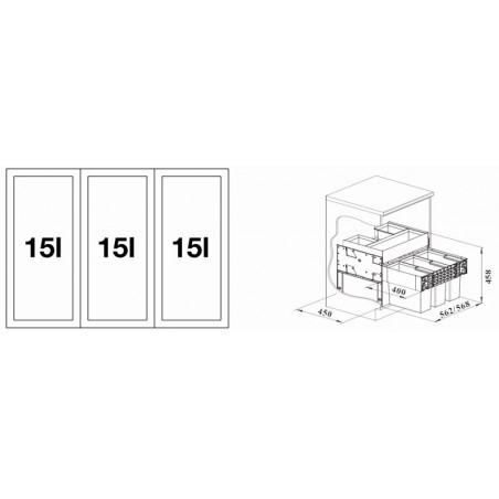 BLANCO SELECT II 60/3 Orga  sustav za odvajanje otpada 526209