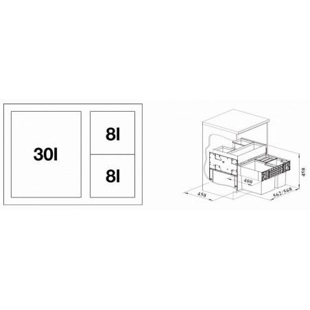 BLANCO SELECT II 60/3 XL Orga  sustav za odvajanje otpada 526210