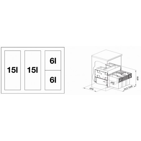 BLANCO SELECT II 60/4 Orga  sustav za odvajanje otpada 526211