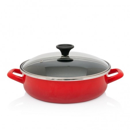 Metalac TAVA 2 RUČKE GRANIT INDUCTION 26cm SA ST. POKL. CRVENA