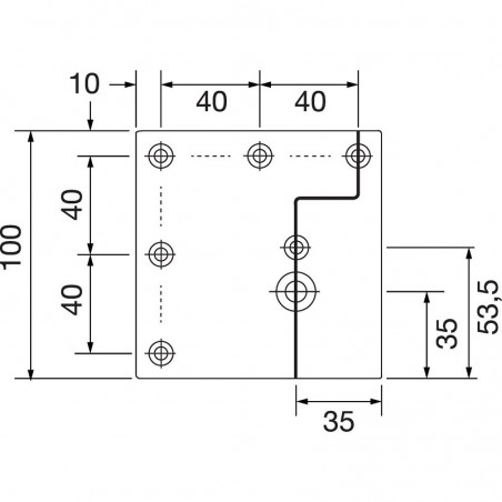 Noga stola 70 x 70 mm,dulj.420mm,alum.efekt nehrđ.čelika,alum. ploča 100x100 mm