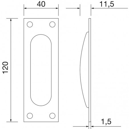 MARCHESI ukopna ručkica za klizna vrata, kvadratna 40 x 120 mm, nehr.čel. mat