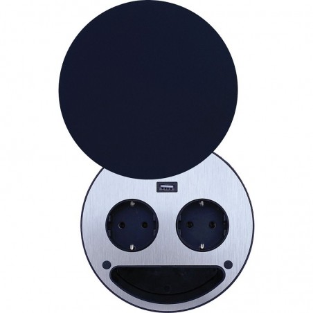 WIPO ugradbena utičnica Smile šuko, USB punjač, crna