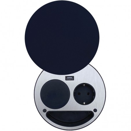 WIPO ugradbena utičnica Smile šuko, USB i bežični punjač, crna