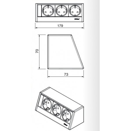 EVOline utičnica R-Dock 3 x Schuko, crna