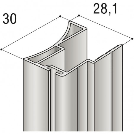SALU S60N profilna ručkica S14 vertikalna, 2700 mm. aluminij srebrni mat