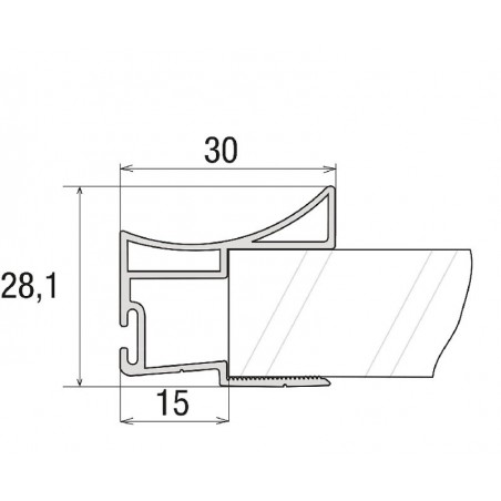 SALU S60N profilna ručkica S14 vertikalna, 2700 mm. aluminij srebrni mat