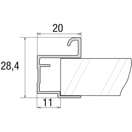 SALU profilna ručkica S08 vertikalna, 2700 mm