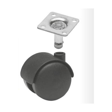 Dvostruki okretni kotačić plastika 50 mm 50 kg crni