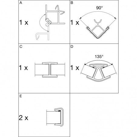 Pribor za sokl profile - set, visina 100 mm, plastika bijela visoki sjaj
