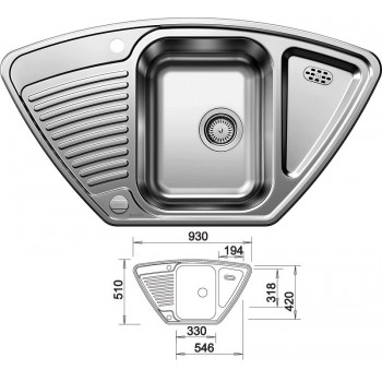 BLANCO TIPO 9 E INOX kutni sudoper 	526338