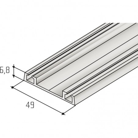 SALU donja vodilica S06, Š 20 mm, D 6000 mm, alum. srebrni mat
