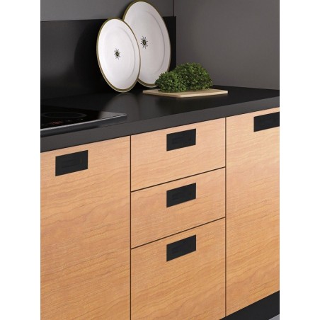 Ukopna ručkica Geometric pravokutna 155x73, upušt. 123x40mm, cink crna mat