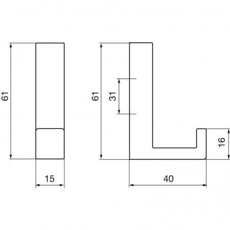 Vješ. za šešire Doradus 2, šir. 15 mm, vis. 61 mm, cink, cink crni mat