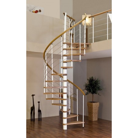 Spiralne montažne stepenice Venezia Bijelo / Hrast 160