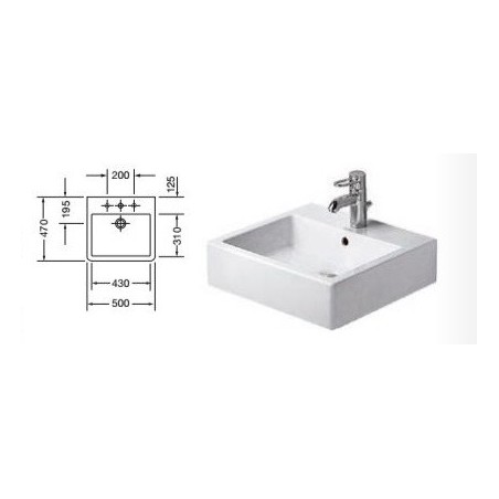 DURAVIT nasadni umivaonik Vero 50 zidna montaža, bijeli
