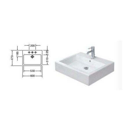 DURAVIT nasadni umivaonik Vero 60 zidna montaža, bijeli
