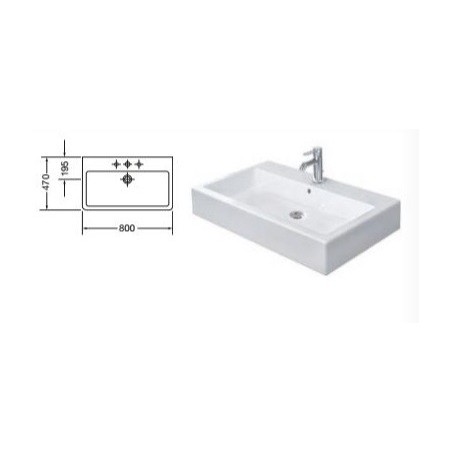 DURAVIT nasadni umivaonik Vero 80 zidna montaža, bijeli
