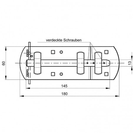 IBFM horizontalni zasun ravni s opcijom zaklj. lokotom 180x60mm, pocinčano/sivo