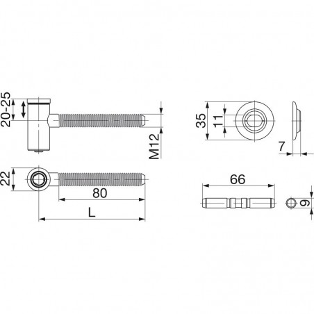MACO RUSTICO zidni nosač MMVpodesiv po visini, vel.2, L145 mm, crna (101597)