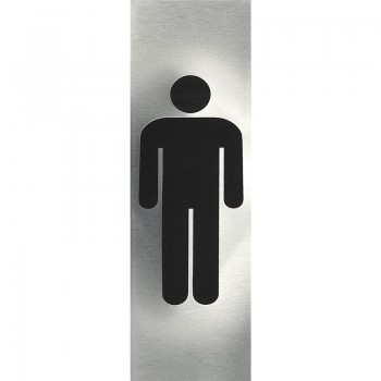 WC oznaka muška samoljepljiva, 48 x 150 mm, nehrđajući čelik četkani