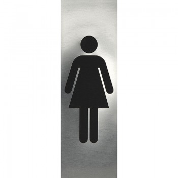 WC oznaka ženska samoljepljiva, 48 x 150 mm, nehrđajući čelik četkani