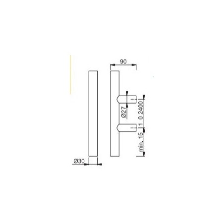 Hoppe rukohvat ravni E5011 400/300 mm, nehrđajući čelik mat