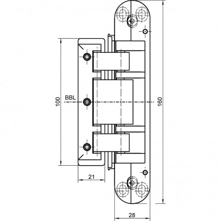 Spojnica za staklena vrata TECTUS TEG 310 2D, skrivena, 80kg čel.bij.mat RAL9016