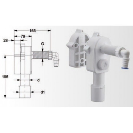 HAAS 40/50 mm sifon za vodokotlić u zidu