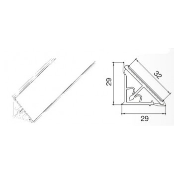 Kutne letve za radne ploče aluminij 29 x 29 mm