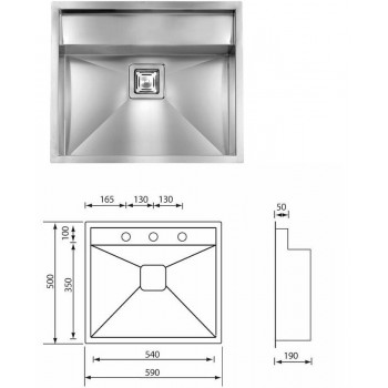 CM sudoper ARIEL 59×50×19 1V sa sifonom (1 korito) 012912