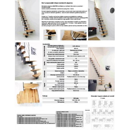 Modularne unutarnje stepenice QUATRO bijele / bukva