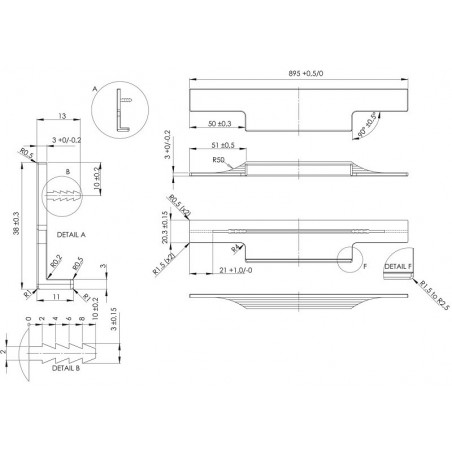 Profilna ručkica TRIM, duljina 895 mm, aluminij crni mat
