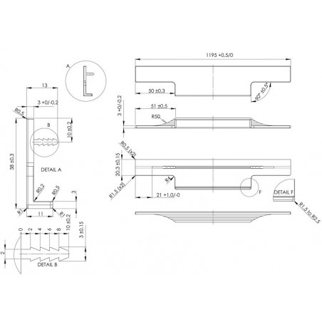 Profilna ručkica TRIM, duljina 1195 mm, aluminij crni mat
