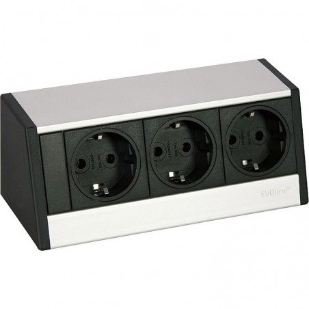 EVOline R-Dock utičnica 3 x Schuko boja aluminija, crna