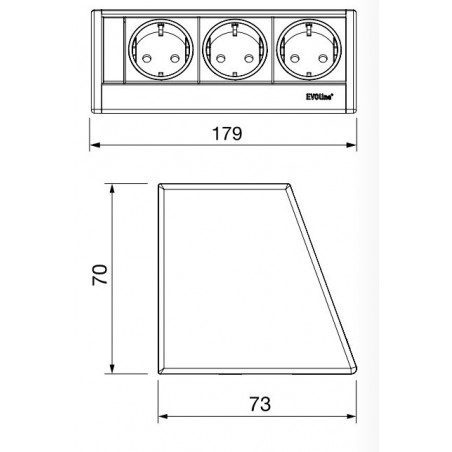 EVOline R-Dock utičnica 3 x Schuko boja aluminija, crna