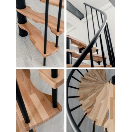 Spiralne montažne stepenice Suono Smart 140/78 crno / bukva