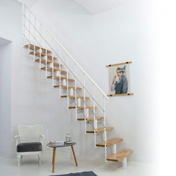 Montažne stepenice Comfort Top - bijelo / bukva brajcano orah, ravne