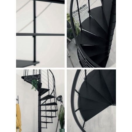 Spiralne montažne stepenice Milano crne Ø 140 cm