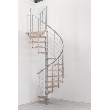 Spiralne montažne stepenice Venezia Smart Ø 100 cm srebro/bukva